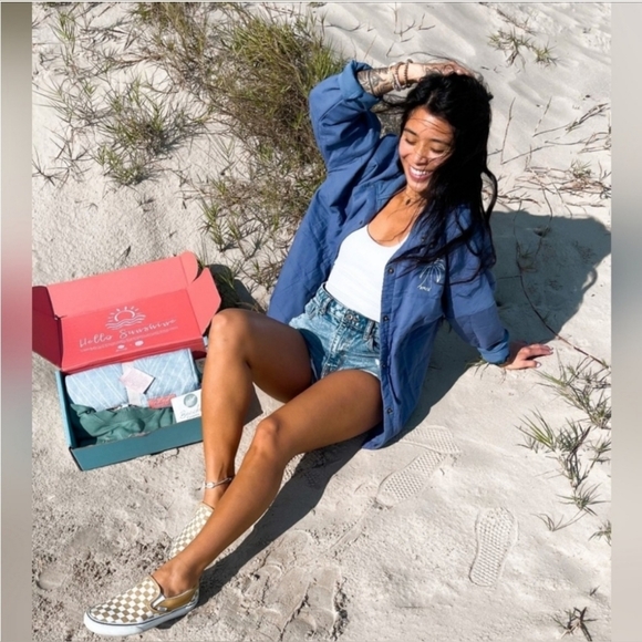 Amuse Society Women’s Seabreeze Quilted Jacket Indigo Blue Palm Tree Size L/XL - Picture 2 of 5